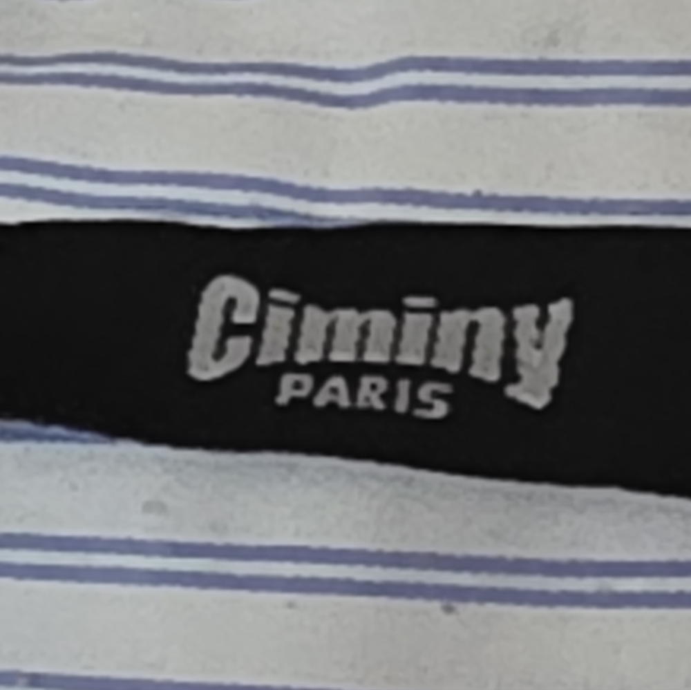 Ciminy Paris Sleeveless Collared Striped Shirt Dress Black Pleated Hem Size L - Picture 2 of 8